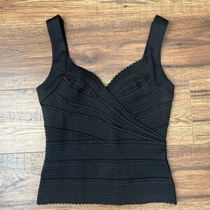 Sleeveless Black Lace Wrap-Front Tank Top